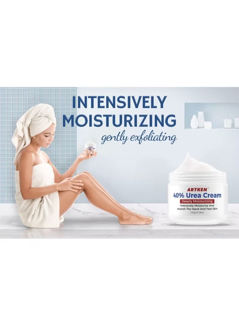  آتكن 150 جرام 40% كريم اليوريا حمض الصفصاف كريم القدم صدع اليد جرب مزيل كريم اليد القدم صدع الكعب العالي الكعب الكوع الأظافر الركبتين ترطيب الجلد أقصى قوة محلول اليوريا - Image 5