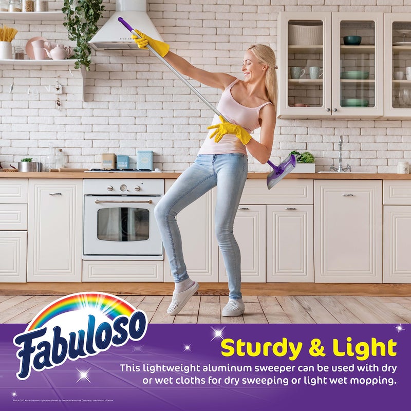 Fabuloso Dry and Wet Sweeper, 2-in-1 Floor Dust Mop for Dry Sweeping and Light Wet Mopping, Lightweight Aluminum Handle, Swivel Low-Profile Head, Bonus 12 Dry Pads Included - Image 4
