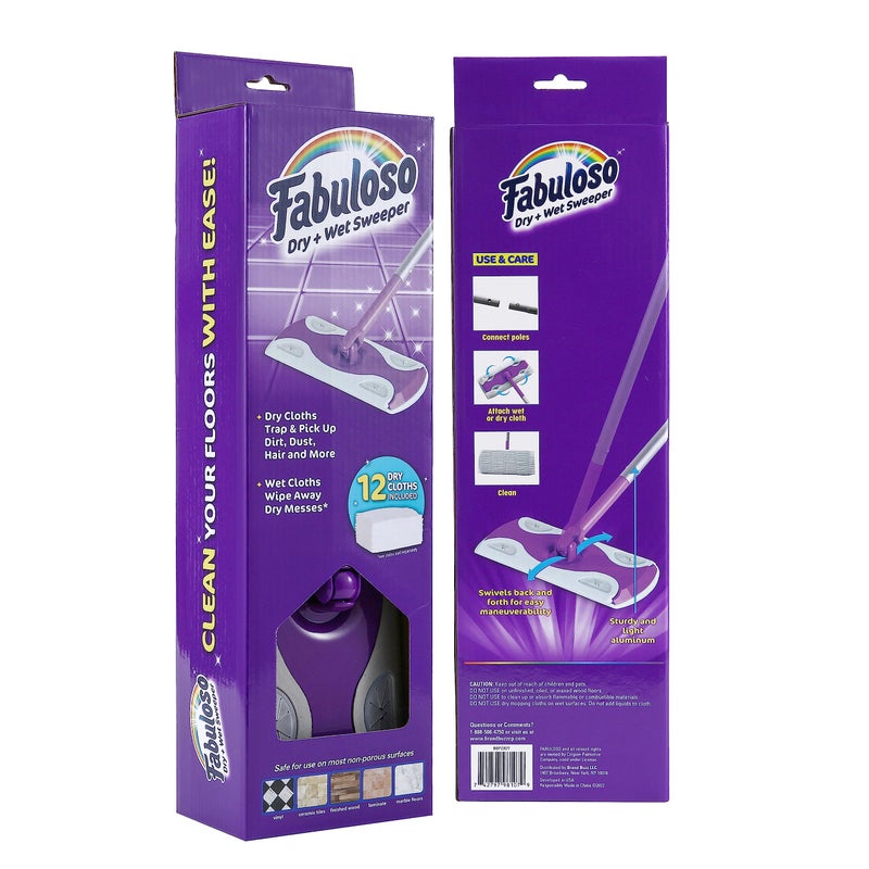 Fabuloso Dry and Wet Sweeper, 2-in-1 Floor Dust Mop for Dry Sweeping and Light Wet Mopping, Lightweight Aluminum Handle, Swivel Low-Profile Head, Bonus 12 Dry Pads Included - Image 5