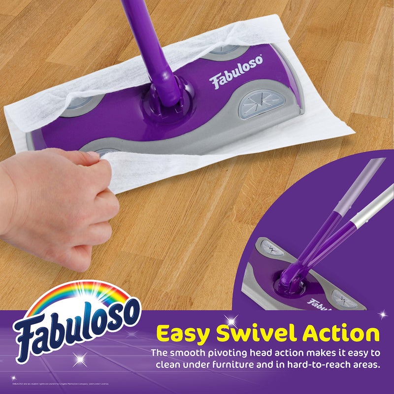 Fabuloso Dry and Wet Sweeper, 2-in-1 Floor Dust Mop for Dry Sweeping and Light Wet Mopping, Lightweight Aluminum Handle, Swivel Low-Profile Head, Bonus 12 Dry Pads Included - Image 3