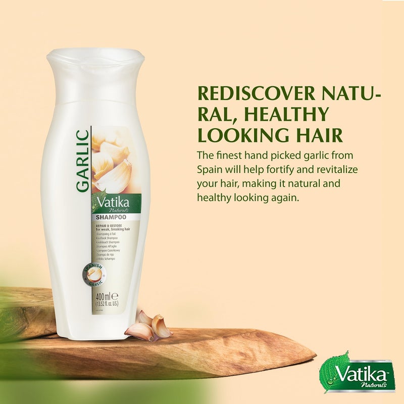 Vatika Naturals Dabur Vatika Naturals Garlic Shampoo â€“ Fortifying Cleanser with Garlic Extracts â€“ Boosts Hair Strength, Reduces Breakage & Supports Healthier, Thicker Strands for All Hair Types â€“ 400ml Bottle - Image 4