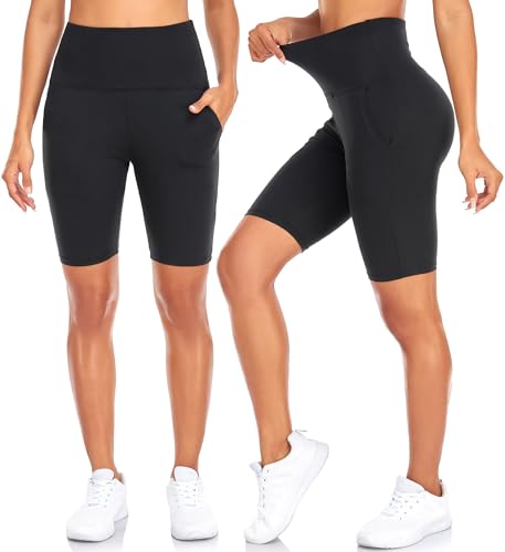 FULLSOFT 4 Pack Biker Shorts for Women – 8" High Waist Tummy Control Workout Yoga Running Compression Exercise Shorts with Pockets(4 Pack Black/Black/Black/Black,Small-Medium) - Image 2