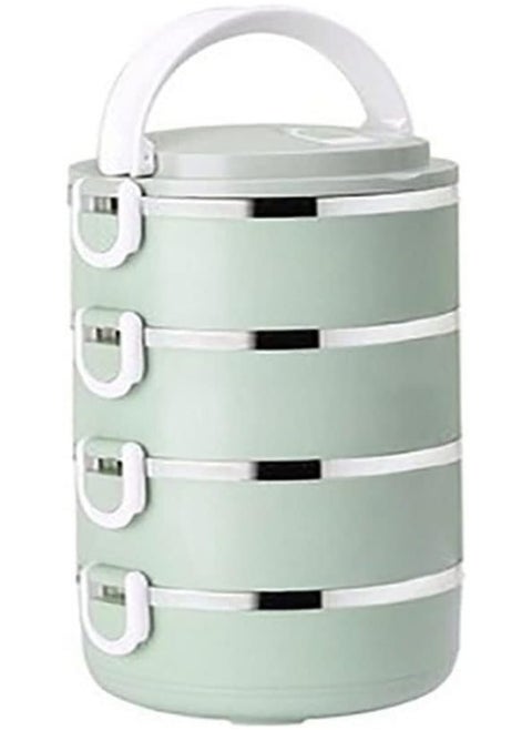 Microwave Stainless Steel Thermal Lunch Box – 4-Layer Food Storage Container with Leakproof Design, Ergonomic Handle, and BPA-Free Material – Ideal for Students, Work, Travel, and Picnic (Green)