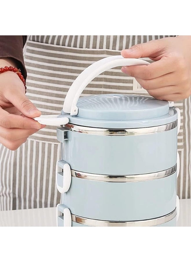 Microwave Stainless Steel Thermal Lunch Box – 4-Layer Food Storage Container with Leakproof Design, Ergonomic Handle, and BPA-Free Material – Ideal for Students, Work, Travel, and Picnic (Green)