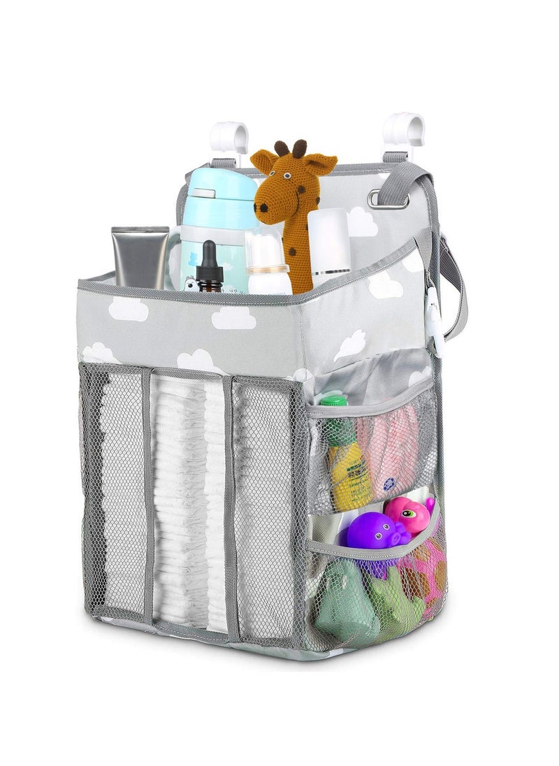 Generic Diaper Crate Hanging Diaper Rack Organizer, Hanging Nursery Diaper Storage Bags Diaper Rack Organizer for Crib Changing Table Playpen Wall Baby Shower Gift Bedside Organizer - Gray  - Image 1