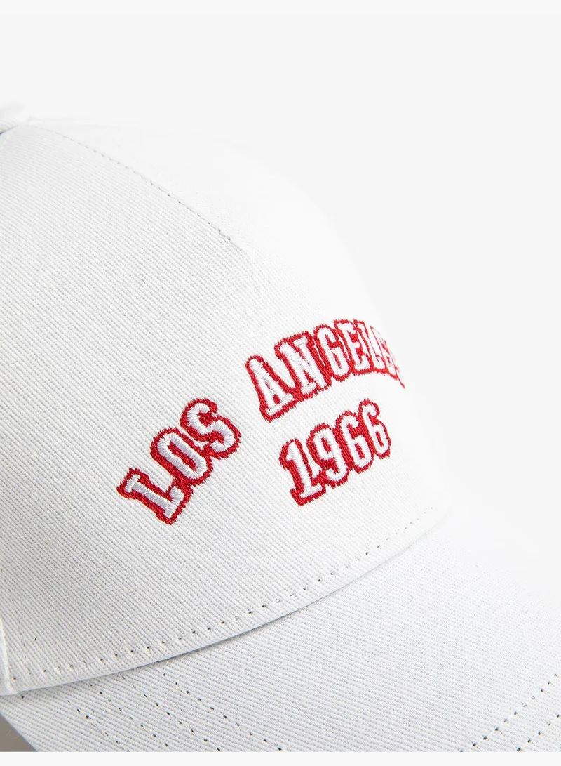 KOTON Cap Hat Slogan Embroidered Cotton