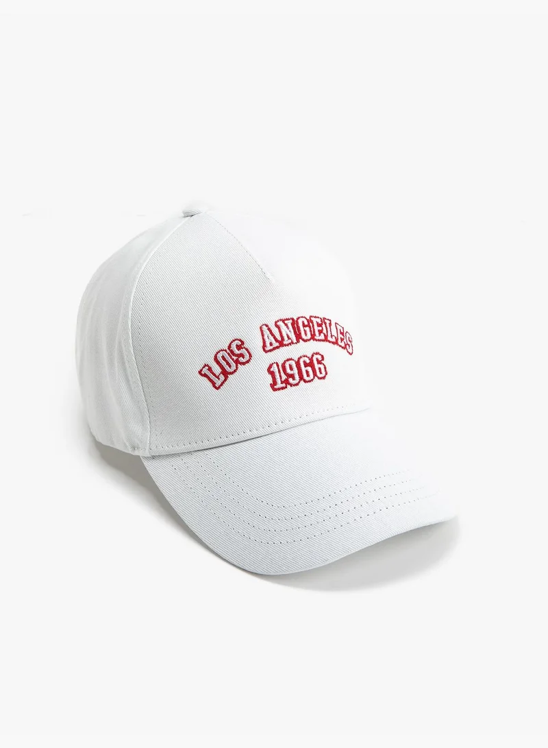 KOTON Cap Hat Slogan Embroidered Cotton