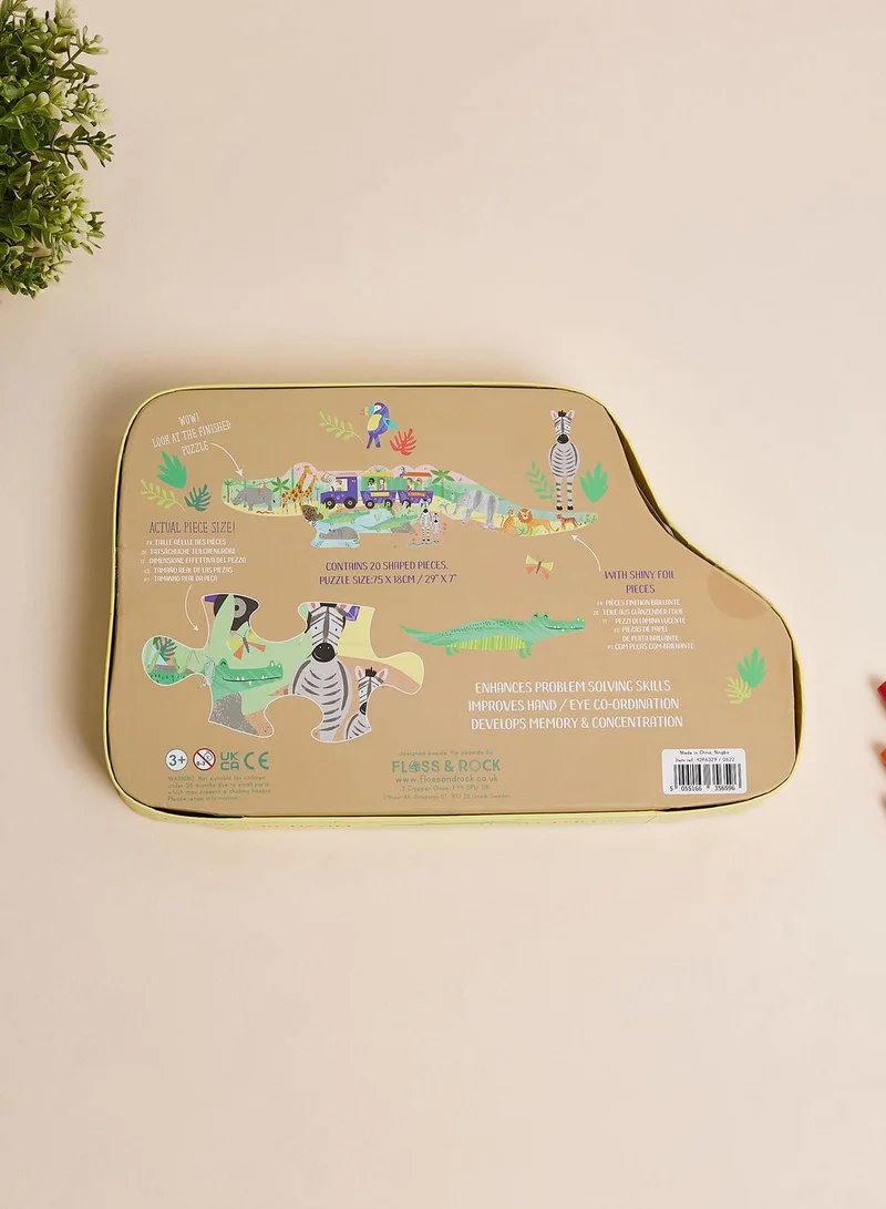 Floss & Rock Jungle 20Pc "Crocodile" Shaped Jigsaw With Shaped Box