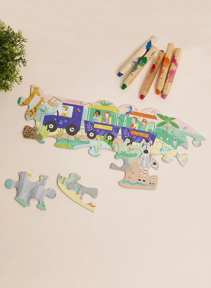 Floss & Rock Jungle 20Pc "Crocodile" Shaped Jigsaw With Shaped Box