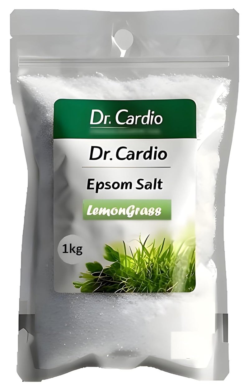 Dr Cardio Epsom Bath Salt Crystal And Bath For Muscle Relief Relieves Aches Pain Lemon Grass 1 kg - Image 1