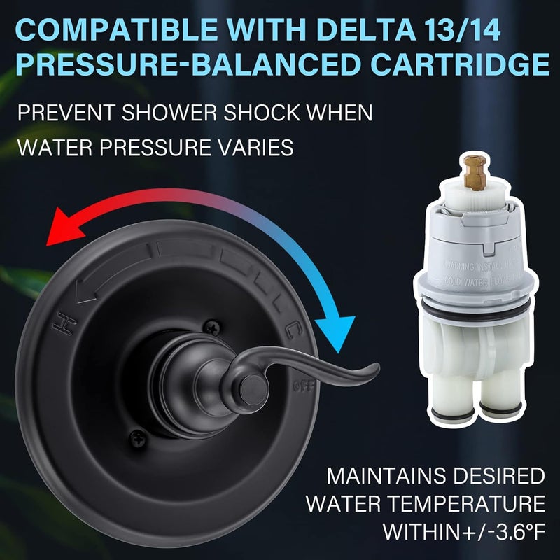 LOWCUS Pressure-Balancing Valve Trim Replacement for Delta BT14096-BL Windemere 14 Series, Oil Rubbed Bronze - Image 2