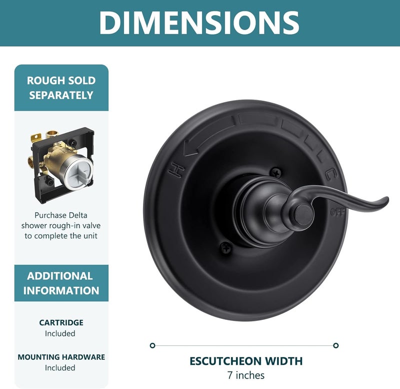 LOWCUS Pressure-Balancing Valve Trim Replacement for Delta BT14096-BL Windemere 14 Series, Oil Rubbed Bronze - Image 3