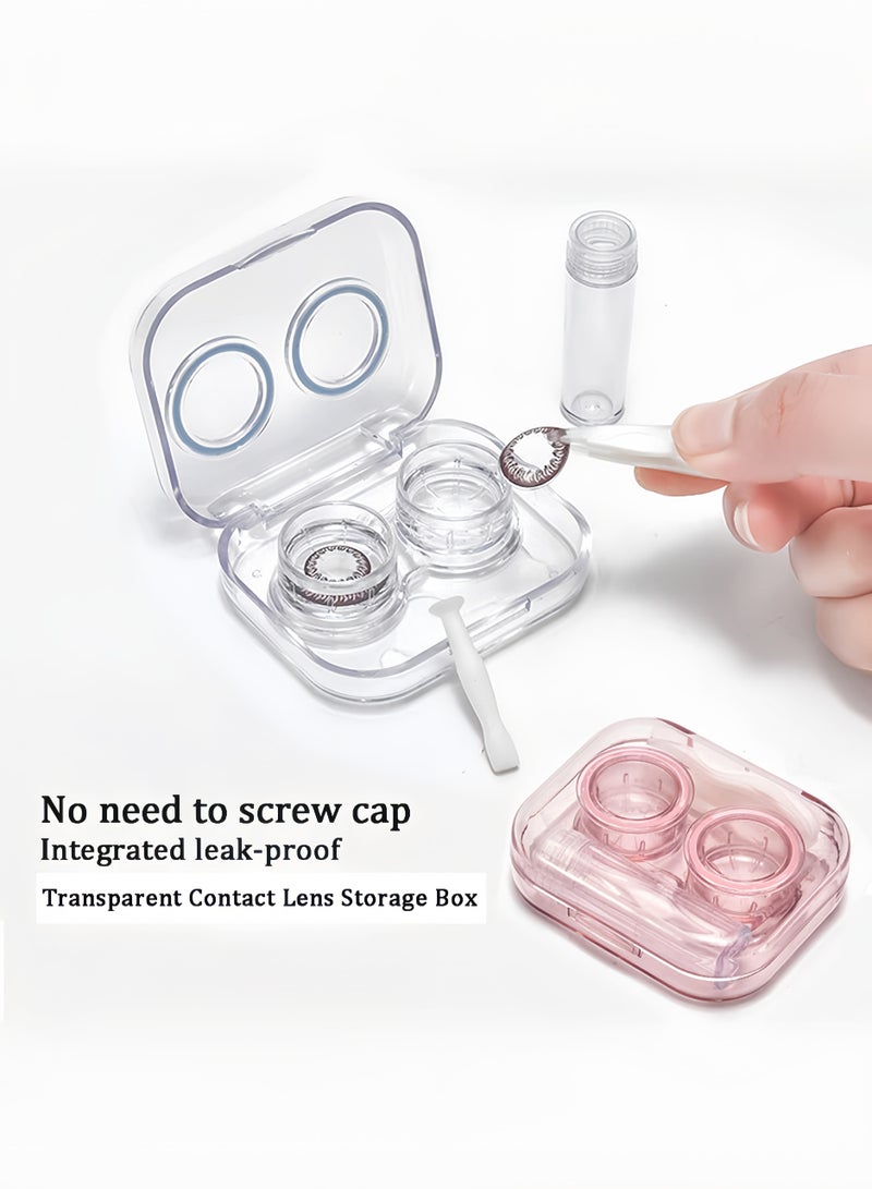 حافظة عدسات لاصقة شفافة مكونة من 4 قطع بغطاء قلاب، حافظة عدسات لاصقة مانعة للتسرب، مجموعة عدسات لاصقة لطيفة مع أداة إزالة الملقط وزجاجة محلول، مناسبة للسفر والاستخدام المنزلي، 4 ألوان - Image 5