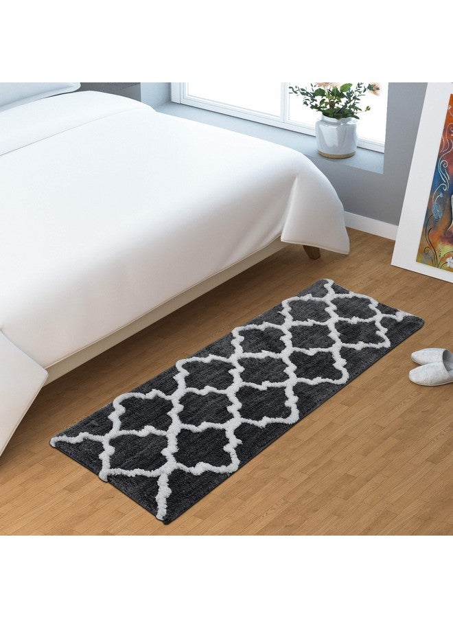 AEROHAVEN™ Glorious Super Soft Microfiber Abstract Moroccan Designer Anti Slip Bathmat (Grey, 50 cm x 180 cm (Runner)) - Image 2