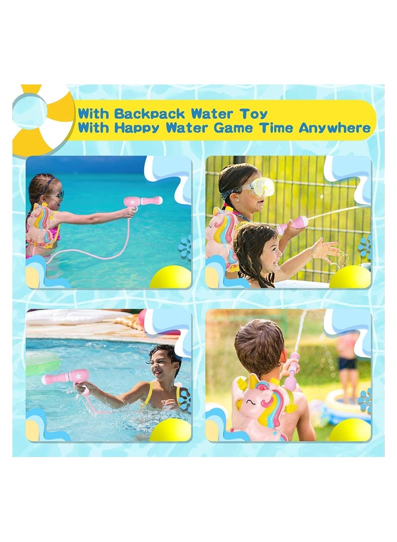 SYOSI Water Gun for Kids, Backpack Water Gun with 2L High Capacity Tank Adjustable Straps, Kids Summer Pool Beach Sand Outdoor Water Fighting Play Toys Summer Outdoor Water Spray Pull Toy (Pink Unicorn) - Image 3
