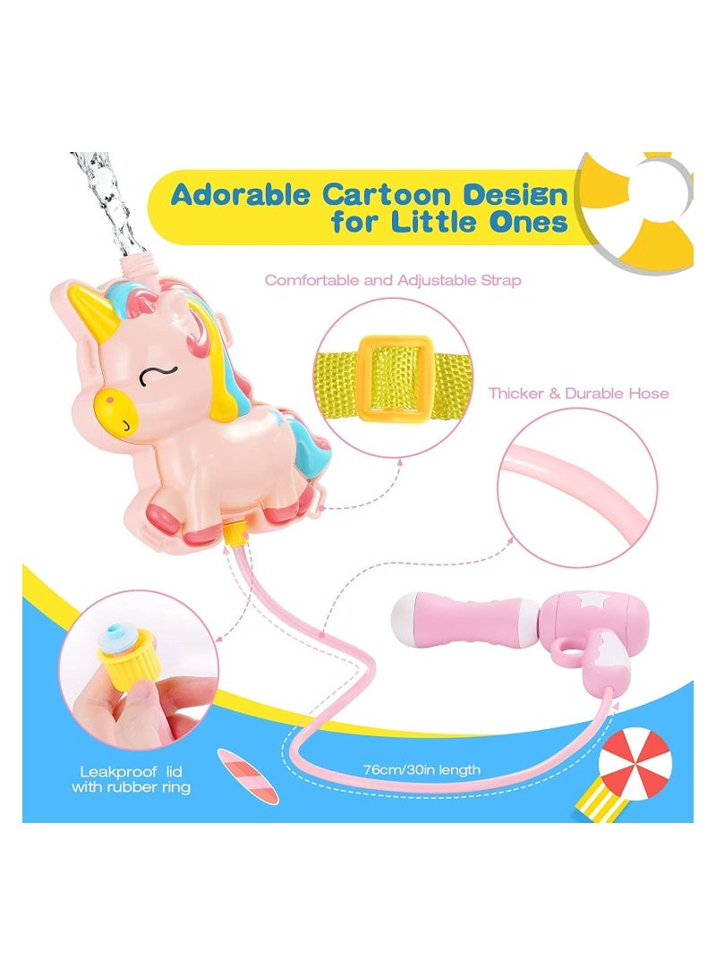 SYOSI Water Gun for Kids, Backpack Water Gun with 2L High Capacity Tank Adjustable Straps, Kids Summer Pool Beach Sand Outdoor Water Fighting Play Toys Summer Outdoor Water Spray Pull Toy (Pink Unicorn) - Image 4