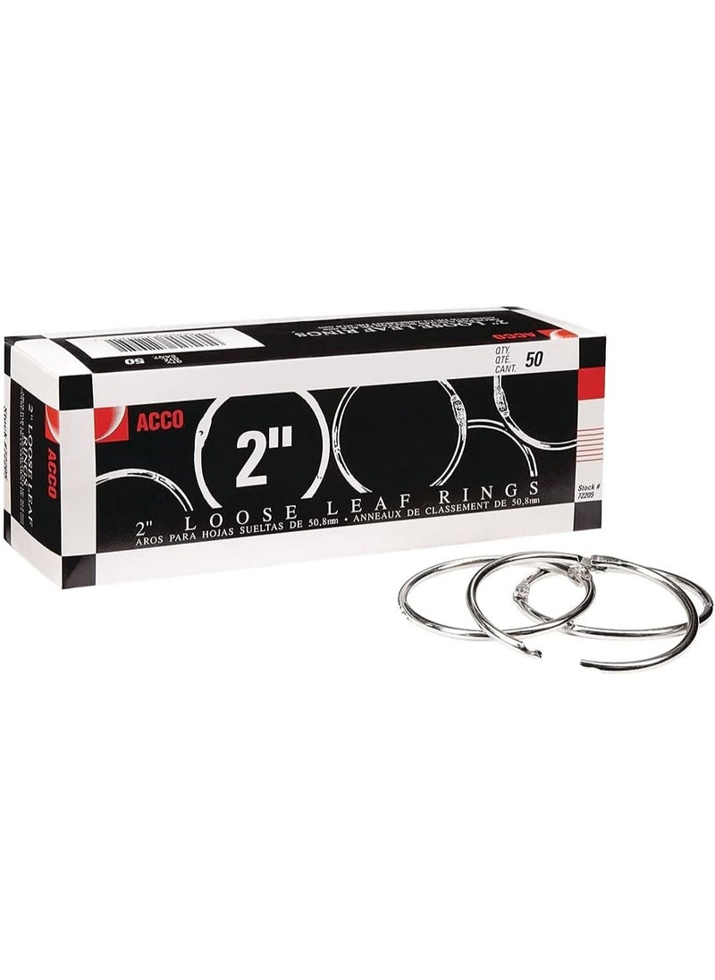 ACCO ACCO Loose Leaf Binder Rings, 2", Silver, 50 Rings/Box (72205)  - Image 2