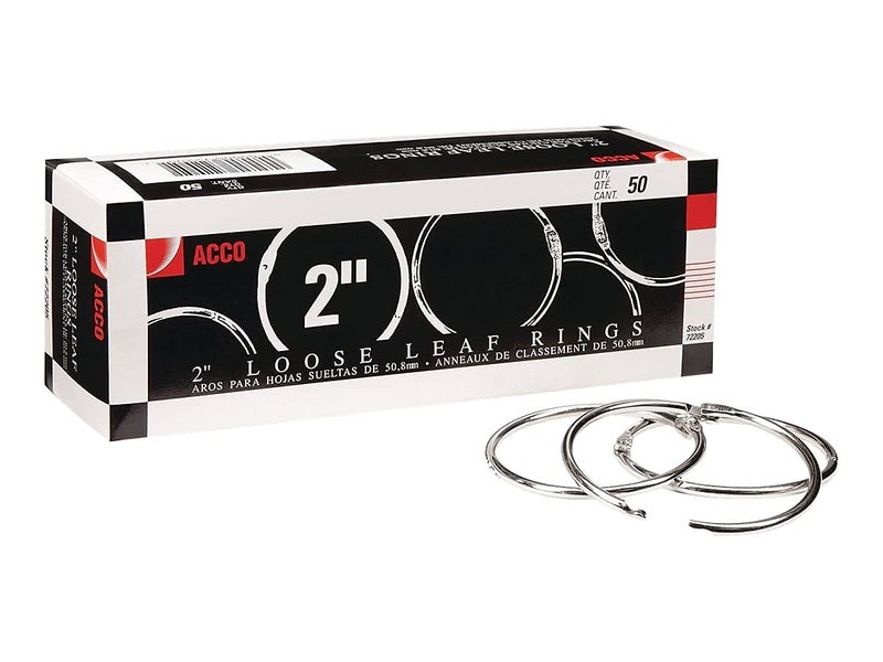 ACCO Brands ACCO Loose Leaf Binder Rings, 2", Silver, 50 Rings/Box (72205) - Image 2