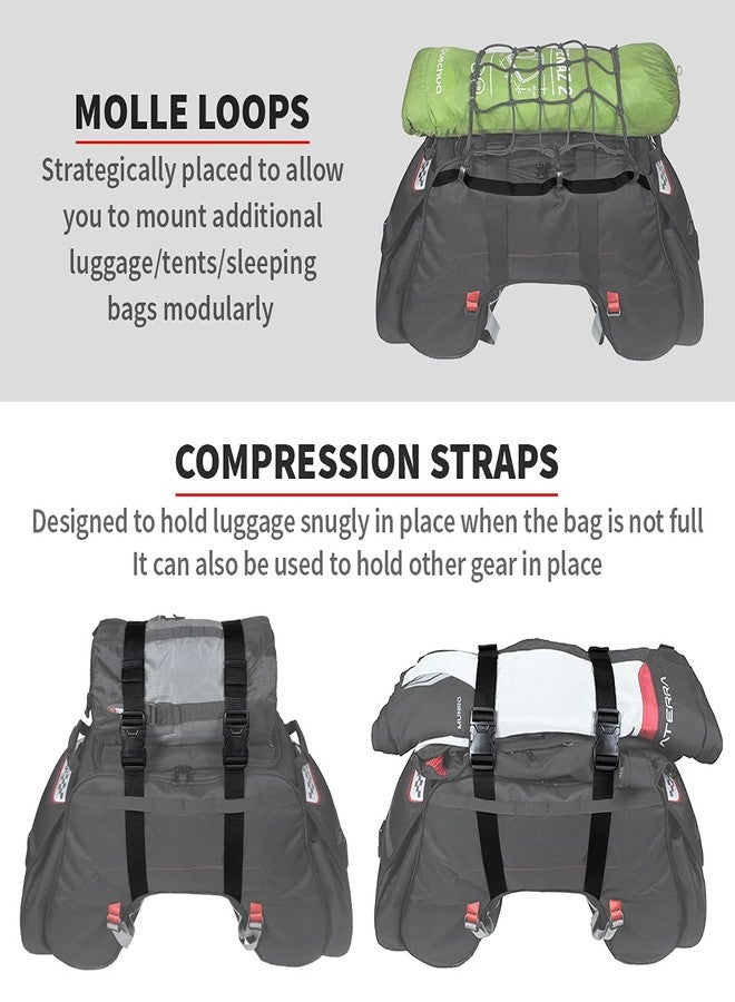 ViaTerra Claw 72L Motorcycle Tail Bag with Rain Cover (Black) - Image 2