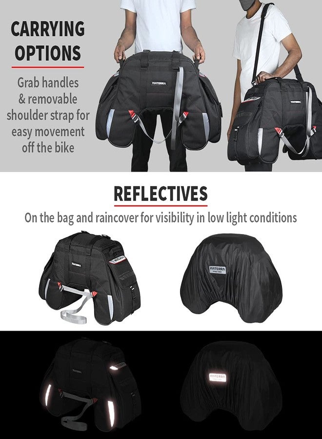 ViaTerra Claw 72L Motorcycle Tail Bag with Rain Cover (Black) - Image 5