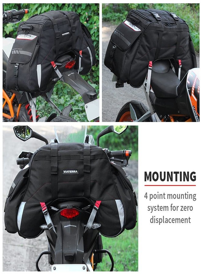 ViaTerra Claw 72L Motorcycle Tail Bag with Rain Cover (Black) - Image 4