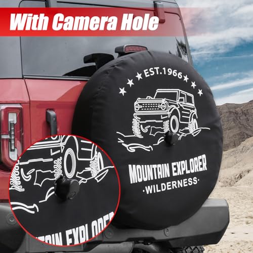 EVGoXMods 32 Inches Spare Tire Covers for Ford Bronco Base, Big Bend, Black Diamond, Outer Banks 2/4 Door 2025 2024 2023 2022 2021, Wheel Tyre Protectors with Backup Camera Hole Exterior Accessories - Image 3