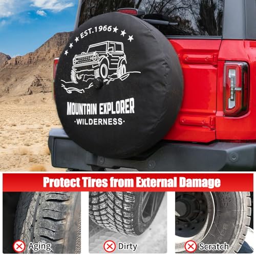 EVGoXMods 32 Inches Spare Tire Covers for Ford Bronco Base, Big Bend, Black Diamond, Outer Banks 2/4 Door 2025 2024 2023 2022 2021, Wheel Tyre Protectors with Backup Camera Hole Exterior Accessories - Image 4