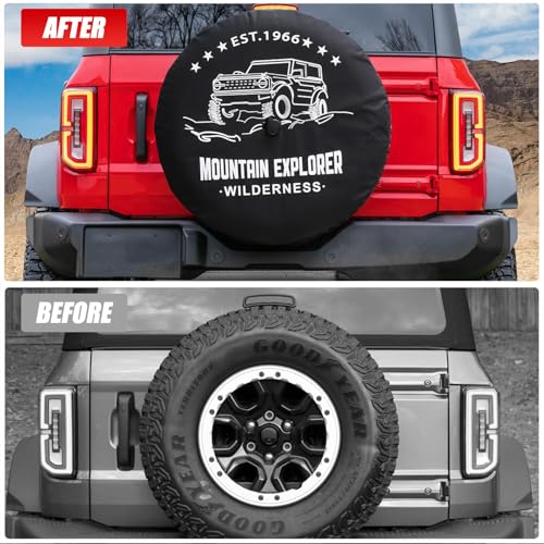 EVGoXMods 32 Inches Spare Tire Covers for Ford Bronco Base, Big Bend, Black Diamond, Outer Banks 2/4 Door 2025 2024 2023 2022 2021, Wheel Tyre Protectors with Backup Camera Hole Exterior Accessories - Image 5