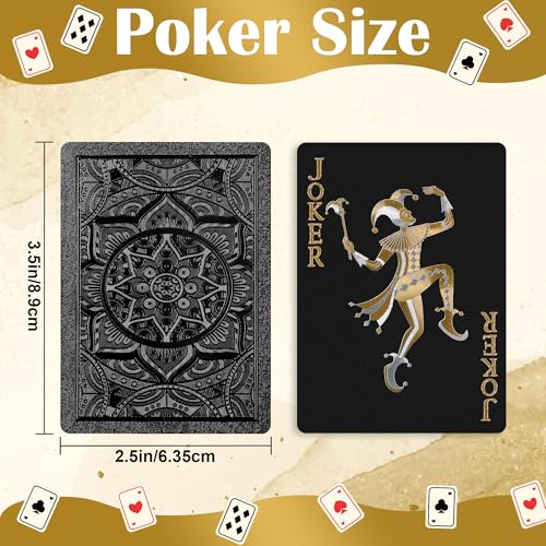 Wkchxd Playing Cards 2 Pack Plastic Playing Cards Waterproof Deck of Cards 2 Pack Cool Black Palying Cards for Adults Premium Standard Poker Card Set for Beach Pool Table Party Card Games Black - Image 5