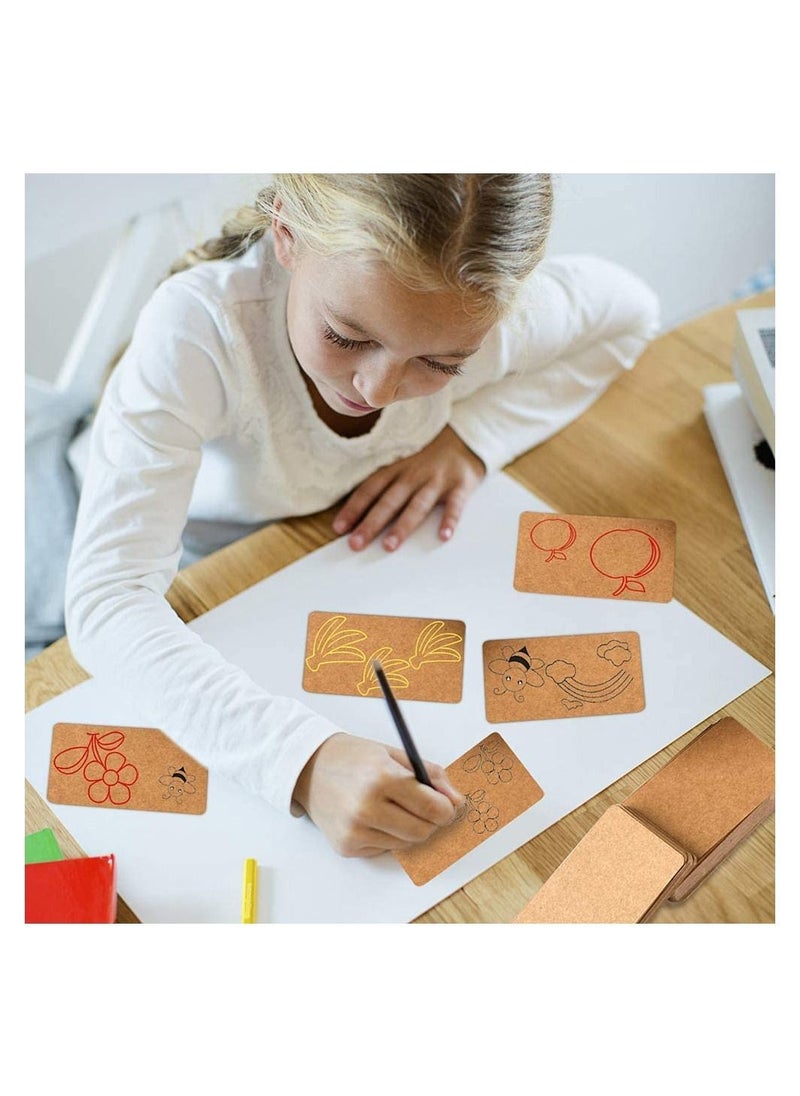 Y&D 300 Pcs Premium Blank Kraft Paper Cards, Double-Sided Available Word Card, 5.2 x 8.8 CM Business Cards Message Card DIY Gift Note Tags Scratch Flash  - Image 3