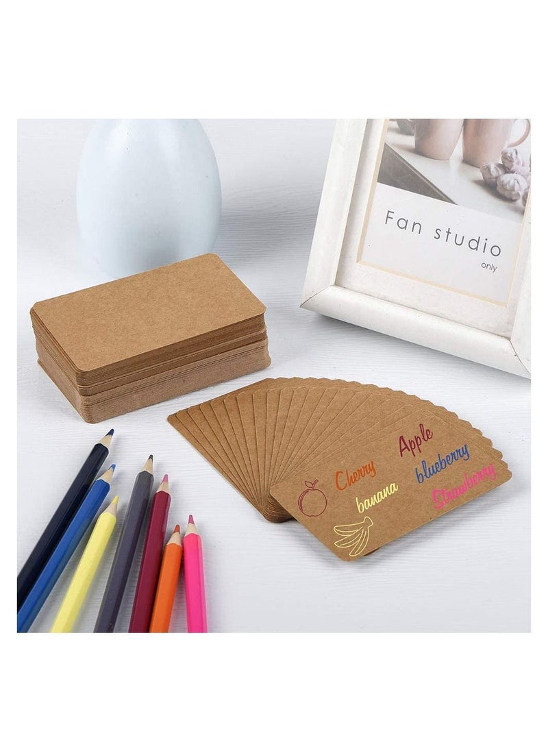 Y&D 300 Pcs Premium Blank Kraft Paper Cards, Double-Sided Available Word Card, 5.2 x 8.8 CM Business Cards Message Card DIY Gift Note Tags Scratch Flash  - Image 2