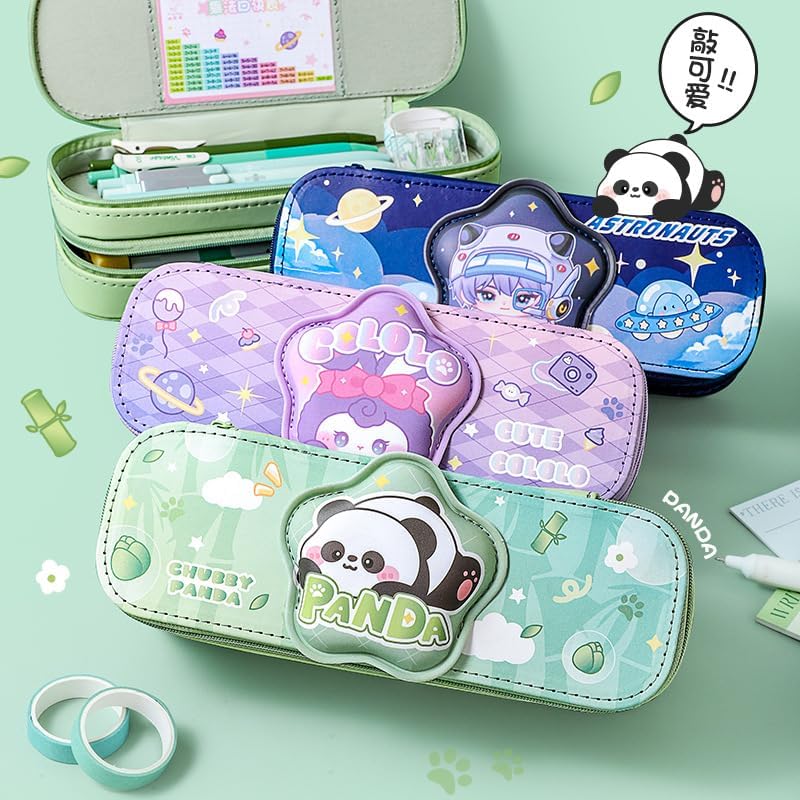 DEOXY Double Layer 3D Cute Aesthetic Pencil Case for Girls - Large Capacity Multifunctional Stationery Organizer for School (astronut) - Image 5
