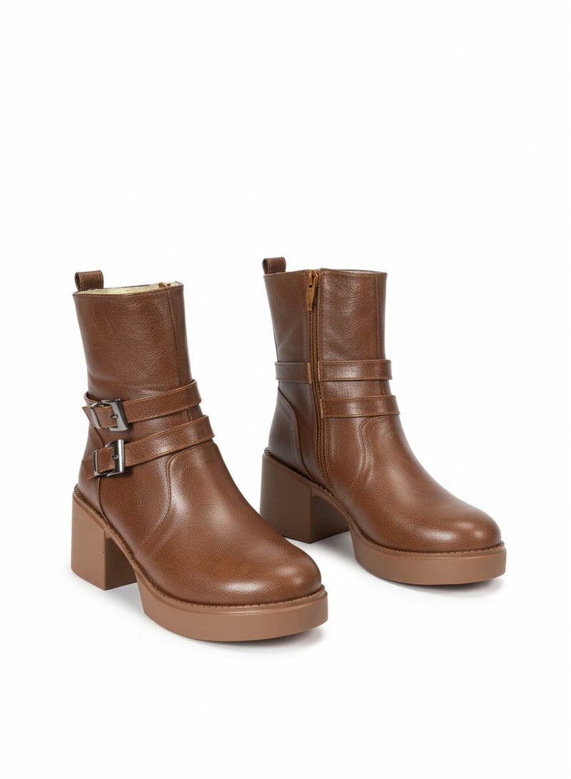 لايف ستيلاش  حذاء كاحل من الجلد أنيق E-102 - هافان - Image 2