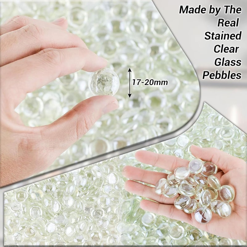 ARSUK Flat Glass Marbles Decorative Pebbles Mosaic Beads Gems Vase Fillers Floral Stones Aquarium Decor (5 LB, Clear) - Image 2