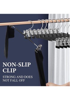 LYNLYN Pants Hangers,10 Pack Adjustable Skirt Hangers Metal Pants Hangers, Heavyduty, Non Slip Slimline, Space-Saving Skirt Holders with 360 ° Swivel Hooks, Adjustable Clips, Trouser Hangers  - Image 2