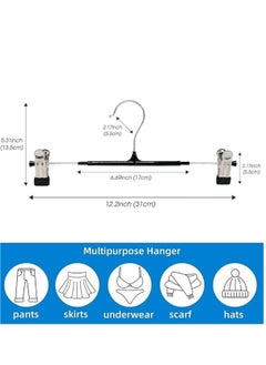 LYNLYN Pants Hangers,10 Pack Adjustable Skirt Hangers Metal Pants Hangers, Heavyduty, Non Slip Slimline, Space-Saving Skirt Holders with 360 ° Swivel Hooks, Adjustable Clips, Trouser Hangers  - Image 4