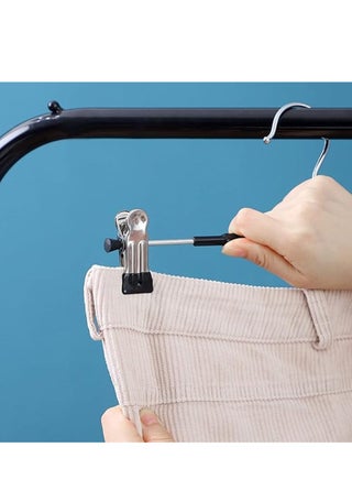 Pants Hangers,10 Pack Adjustable Skirt Hangers Metal Pants Hangers, Heavyduty, Non Slip Slimline, Space-Saving Skirt Holders with 360 ° Swivel Hooks, Adjustable Clips, Trouser Hangers - view 3