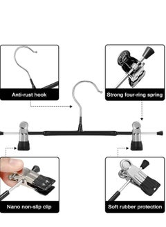 LYNLYN Pants Hangers,10 Pack Adjustable Skirt Hangers Metal Pants Hangers, Heavyduty, Non Slip Slimline, Space-Saving Skirt Holders with 360 ° Swivel Hooks, Adjustable Clips, Trouser Hangers  - Image 5