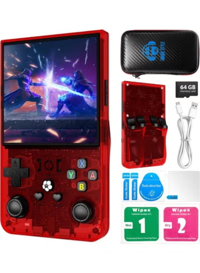 R36MAX 2025 Upgrade Retro Handheld Game Console R36S Portable Gaming Player 64GB Built-in 18000 Plus Classic Games 4.0 Inch IPS Display 4K HD TV Output Open Source Linux System Red - Image 1