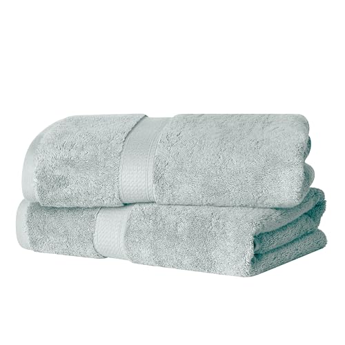 Superior Egyptian Cotton Pile Bath Towel Set of 2, Ultra Soft Luxury Towels, Thick Plush Essentials, Absorbent Heavyweight, Guest Bath, Hotel, Spa, Home Bathroom, Shower Basics, Sea Foam - Image 1