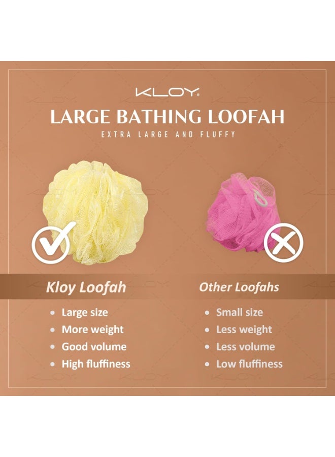 KLOY Large Bath Loofah Sponge Scrubber Exfoliator for High Lather Cleansing (Purple and Yellow) - Image 4