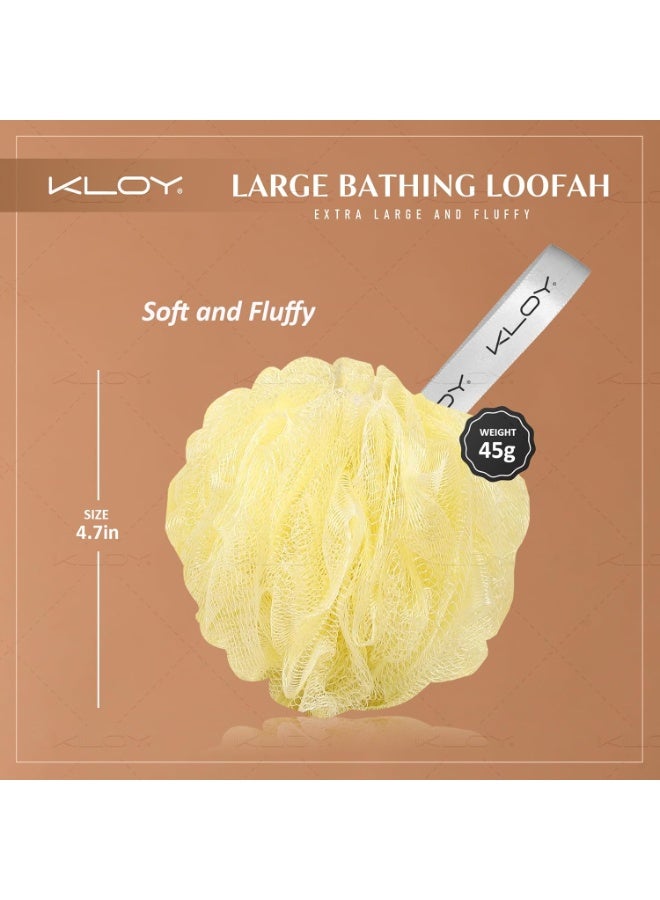 KLOY Large Bath Loofah Sponge Scrubber Exfoliator for High Lather Cleansing (Purple and Yellow) - Image 2