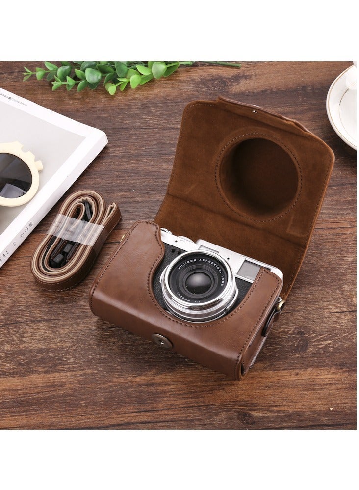 Suitable for Fuji X100V series X30 leather case Nikon J5 Panasonic GF9lx100 Canon camera bag (brown) - Image 1