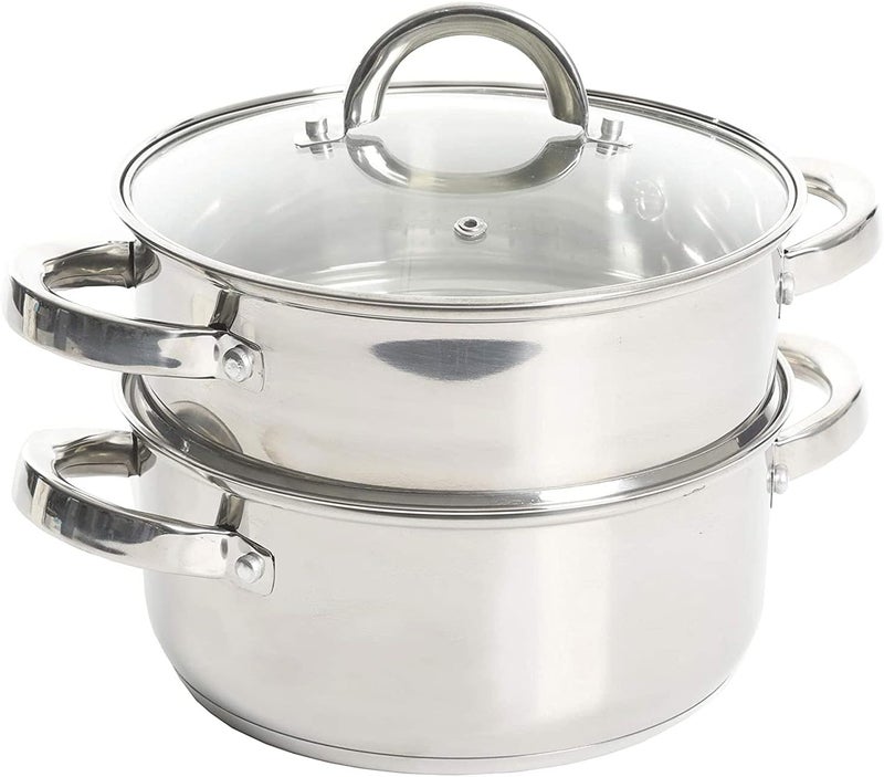 Oster Sangerfield 3.0-Quart Stainless Steel Dutch Oven with Steamer Basket – Durable Kitchen Cookware for Slow Cooking and Steaming - Image 1