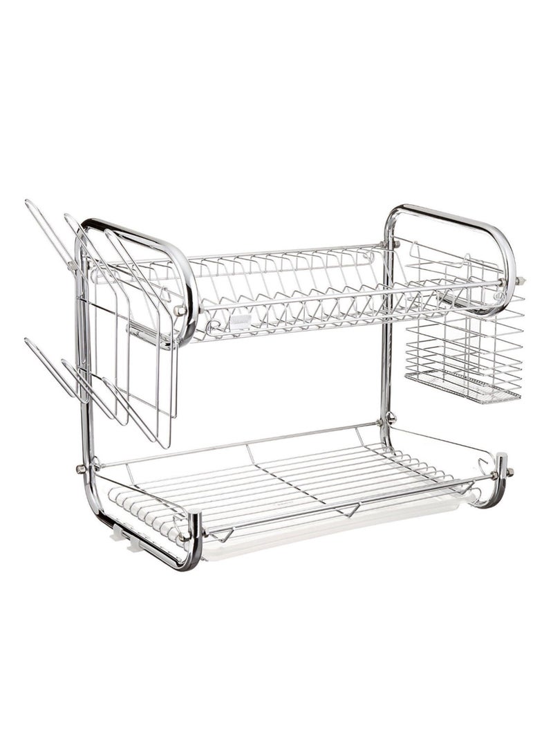 Sweet Home "9" 2 Tier Dish Drying Rack, Anti-Rust Sink Drainer Rack for Kitchen Countertop Stainless Steel Large Dish Drying Rack with Drainboard Set - Image 2