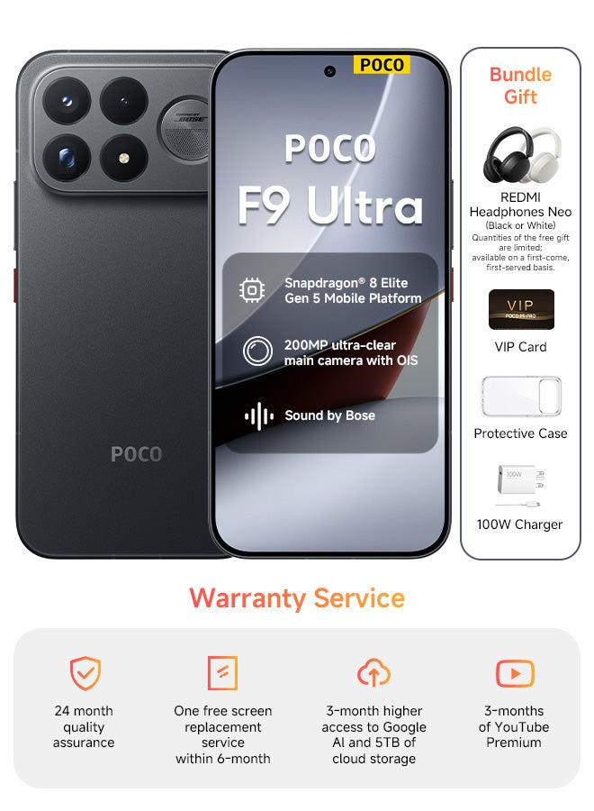 شاومي POCO F9 Ultra Dual SIM 5G Black 16GB RAM 512GB With Headphone - Middle East Version - Image 1