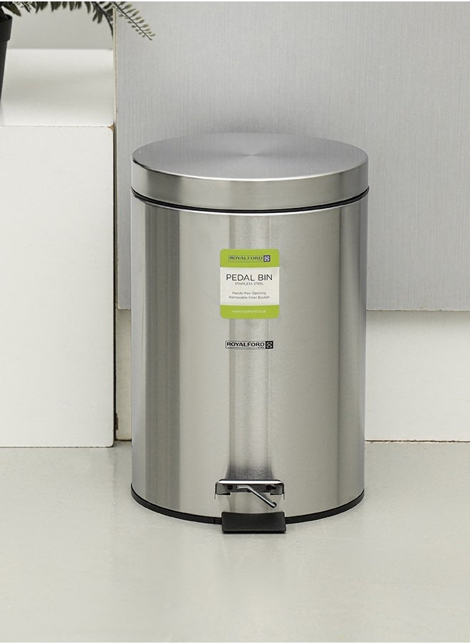 Royalford 20 Litre Stainless Steel Pedal Bins RF12092 Round Hands Free Kitchen Garbage Trash Bins Soft-Close Lid - pzsku/ZB550DEC58C957642267DZ/45/_/1730186136/0b1f4b1e-3134-41dd-9ff6-d2c5d7f73877