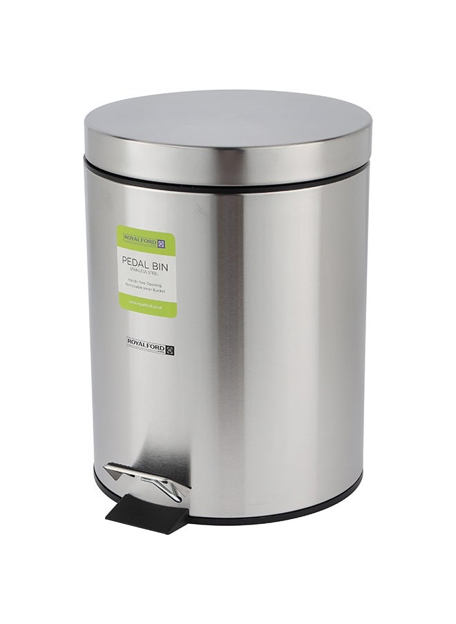 Royalford 20 Litre Stainless Steel Pedal Bins RF12092 Round Hands Free Kitchen Garbage Trash Bins Soft-Close Lid - pzsku/ZB550DEC58C957642267DZ/45/_/1730186201/6d7ec39a-6af6-4eef-84c8-22b96bd6f034