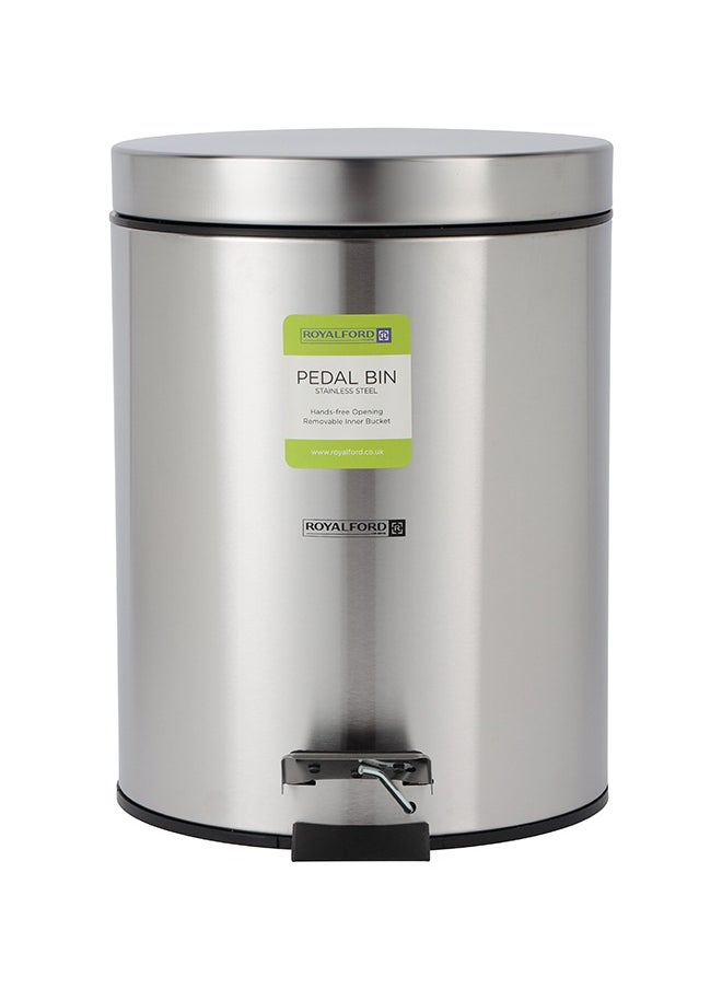 Royalford 20 Litre Stainless Steel Pedal Bins RF12092 Round Hands Free Kitchen Garbage Trash Bins Soft-Close Lid - pzsku/ZB550DEC58C957642267DZ/45/_/1730186320/ed030e85-0e68-4327-a3fa-63924ec68fb9