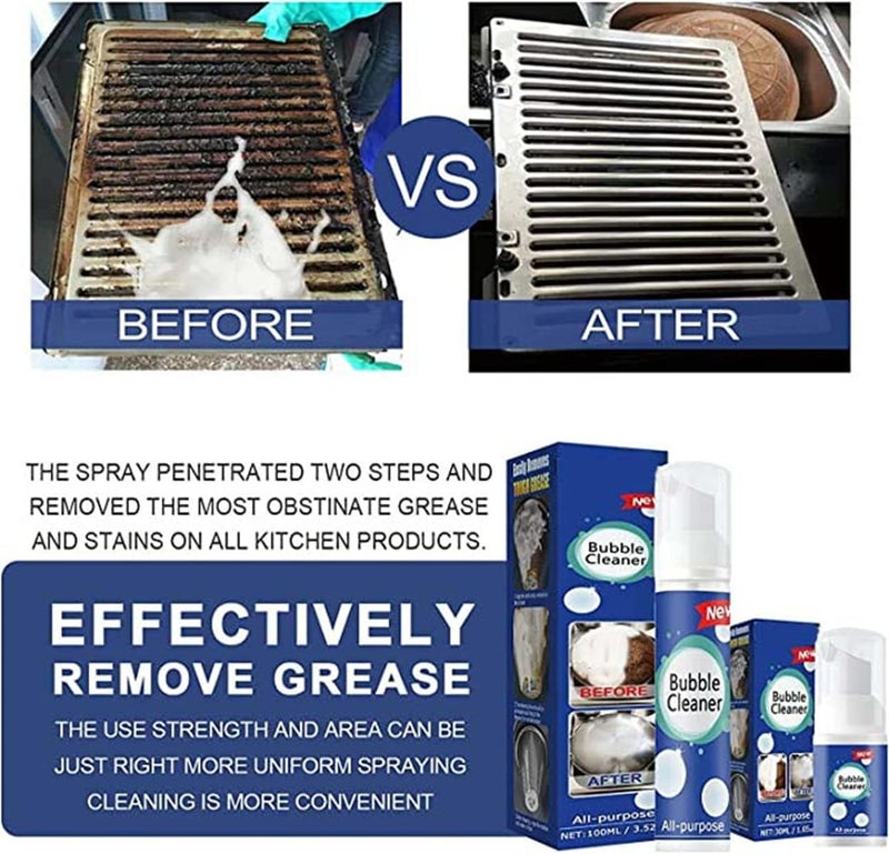 كلاراكو رغوة تنظيف متعددة الأغراض بدون شطف، رغوة تنظيف متعددة الأغراض جديدة 2023، رغوة تنظيف شحوم المطبخ، رغوة تنظيف فائقة السحر لإزالة البقع (100 مل، قطعة واحدة) - Image 3